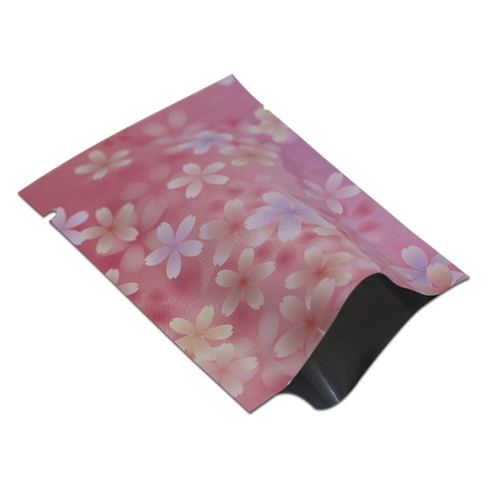 300Pcs 6x9cm Bunte Aluminium Folie Verpackung Tasche Snack Kaffee Lagerung tasche Lebensmittel Grade Mylar Pouch Open top Wärme Dichtung Vakuum Tasche: Pink Flower