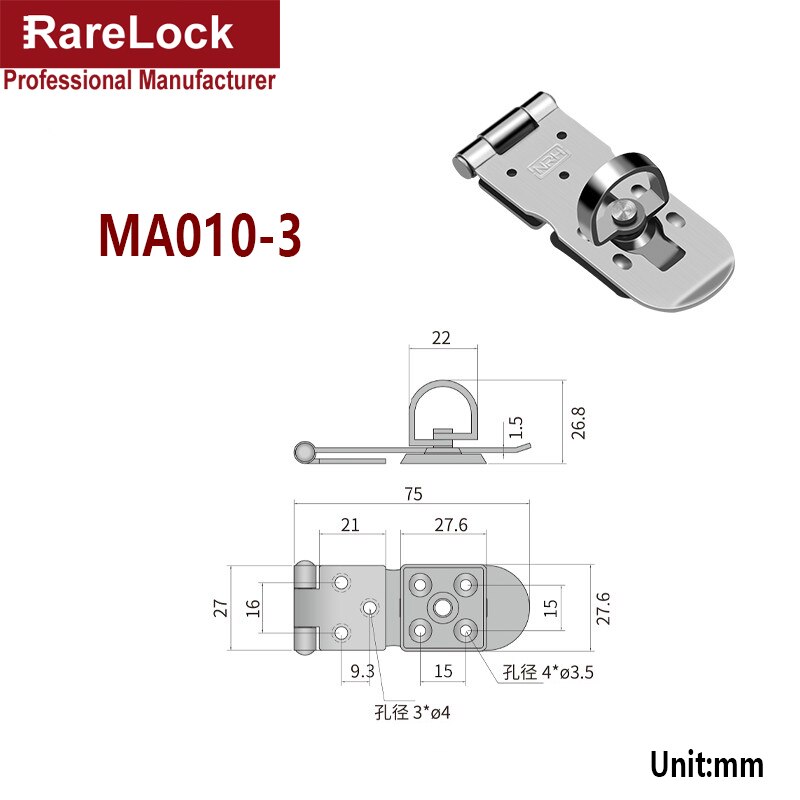 304 Stainless Steel Door Padlock Latch Anti Theft Door Lock Box Buckle Dormitory Lock MA010 Rarelock C: C