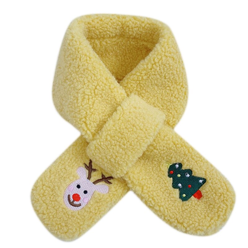 Kinderen kerst kruiskraag sjaal cartoon eland boom borduurwerk pluche nekwarmer  j78e