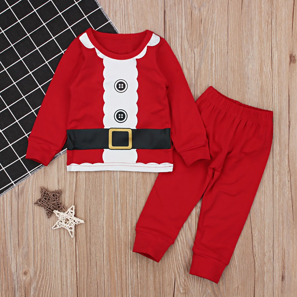 Baby Boys Girls Pajamas Christmas Kids Costume Santa Claus Dress up Children Clothing Long Sleeve Toddler Sleepwear