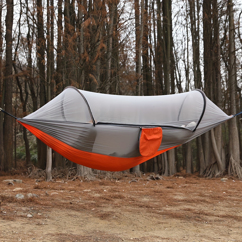 Mosquito Net Hammock Durable Camping Cot Up To 250kg Weight Capacity for Swing Options with Mosquito Net and Anti-Tipping: BLANC