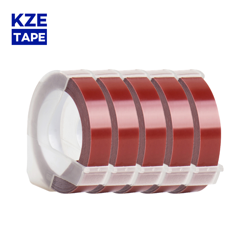 Multicolor 5 rolka 6mm 9mm 12mm 3D tłoczenie taśma z etykietami kompatybilny Dymo 1610 12965 drukarka etykiet do Motex E101 drukarka do etykiet: maroon / 6mm