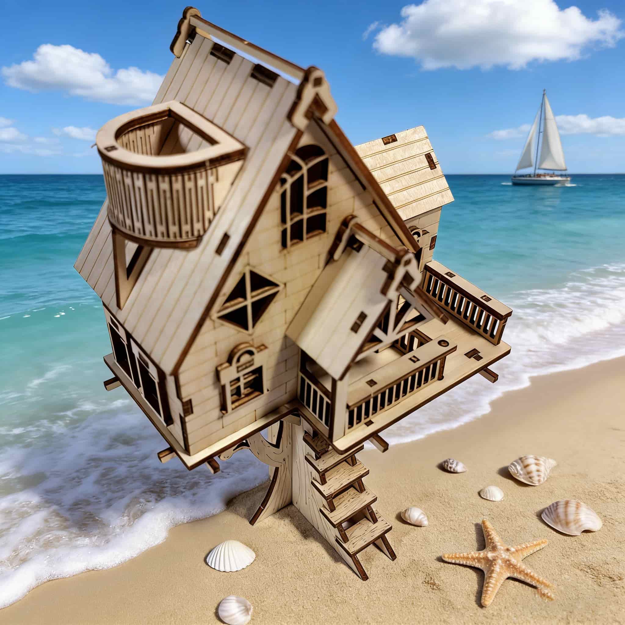 Modello puzzle 3D in legno Treehouse: il perfetto regalo di festa per Halloween, Natale e compleanni