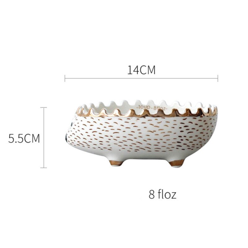 Cuenco de cerámica nórdico con forma de erizo para niños, tazón de sopa, ensalada, postre, fruta, contenedor, taza medidora de animales de dibujos animados: M