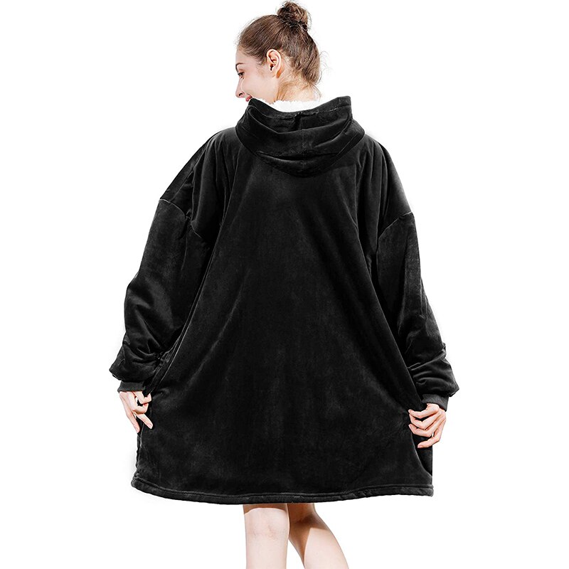 Winter Oversized Hoodie Blanket Adult and Children Plush Fleece Sherpa Weighted Blanket With Sleeves Wearable TV Blanket Hoodie