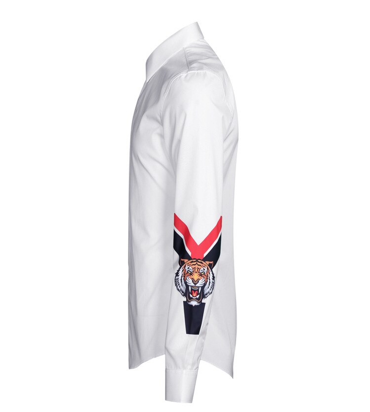 Luxery Drucken Harz Tiger Kopf Kleber beiläufige Männer Hemden Herbst Einreiher baumwolle Plus größe M-4XL HEIßER!