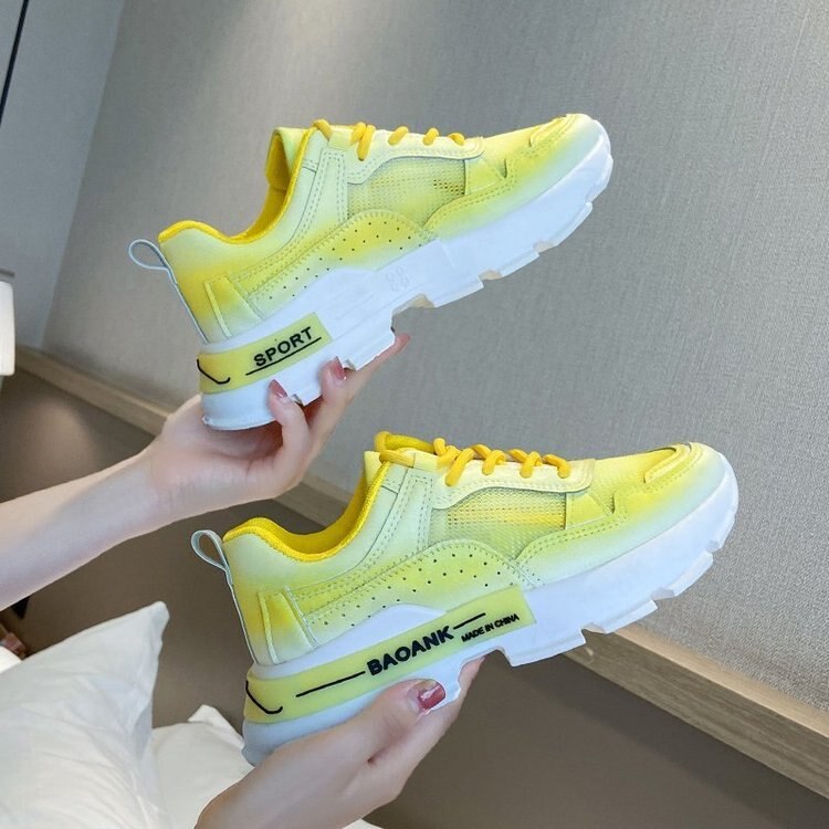 Fujin sneakers dames zomer snoepkleurige ademende mesh platte platform casual chunky schoenen damesschoenen