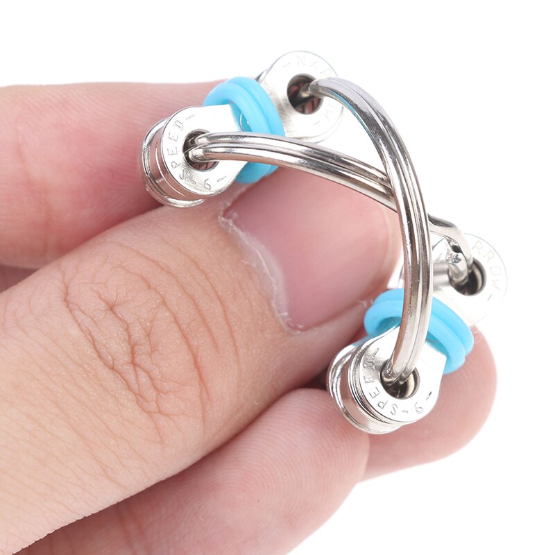 La descompresión cadena Fidget Spinner mano Spinner tri-Spinner dedo juguetes bicicleta cadena Anti-estrés juguete llavero anillo de llave