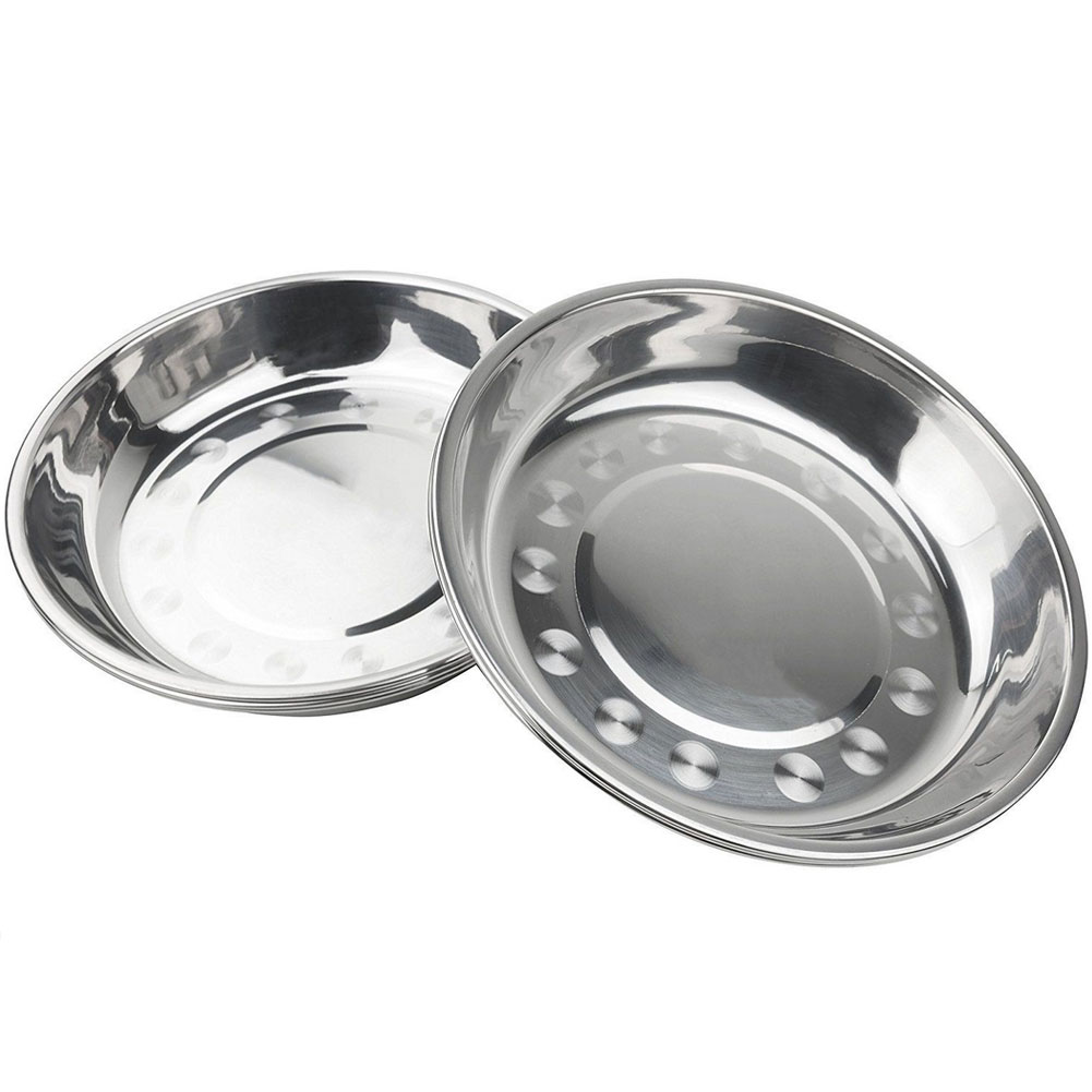 Bols à vaisselle Durable outil de cuisine | Assiette en acier inoxydable de 17*2.2CM plat peu profond pour le Barbecue assiette de fruits et légumes boulettes