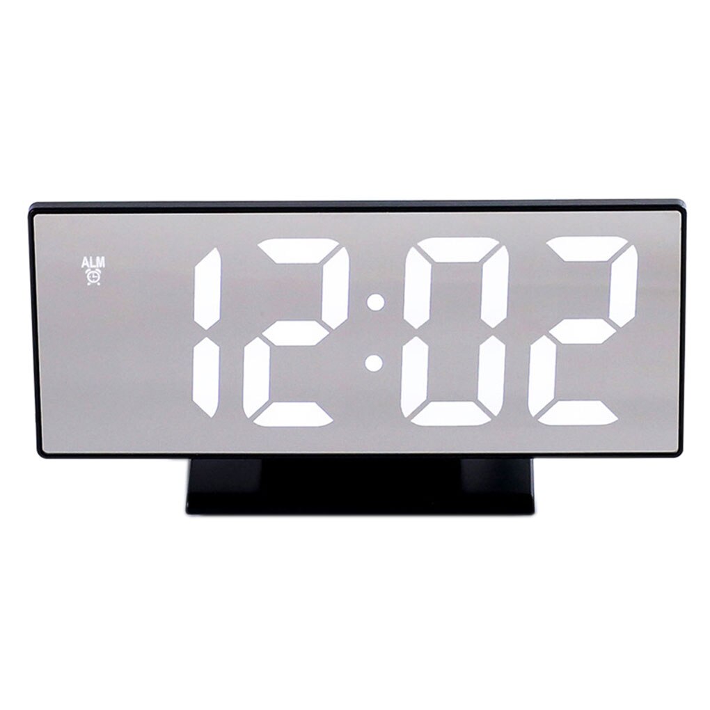 LED Mirror Digital Alarm Clock Electronic Watch Table Multifunction Snooze Night Display Desktop Alarm Clocks 12/24-hour System: 02
