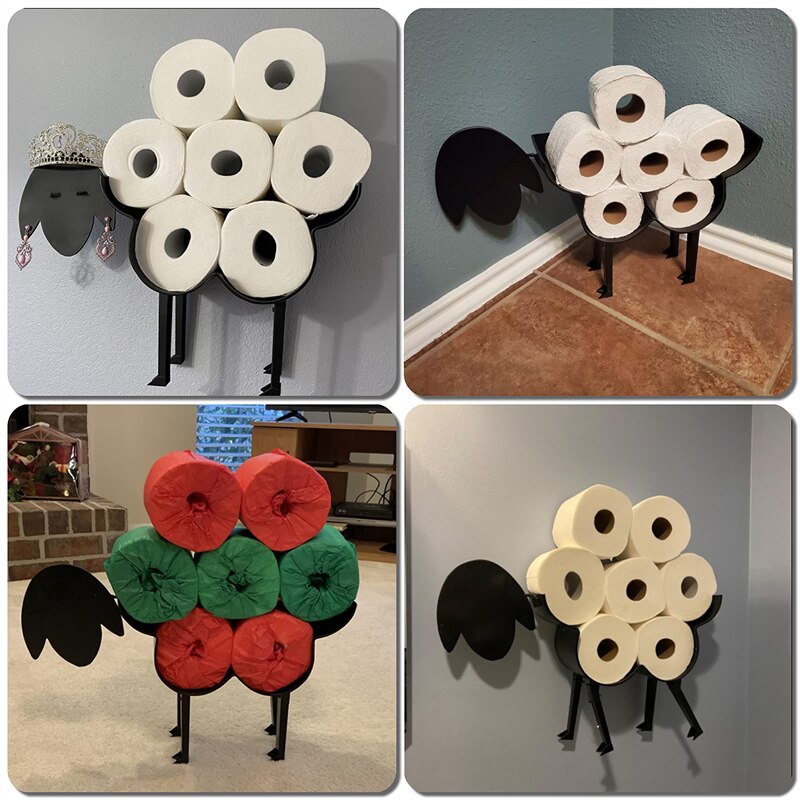 Sheep Cat Dog Roll Holder Wall-mounted Elk Camel Pig Toilet Paper Holder Metal Free-standing Bath Tissue Storage Home Decorative