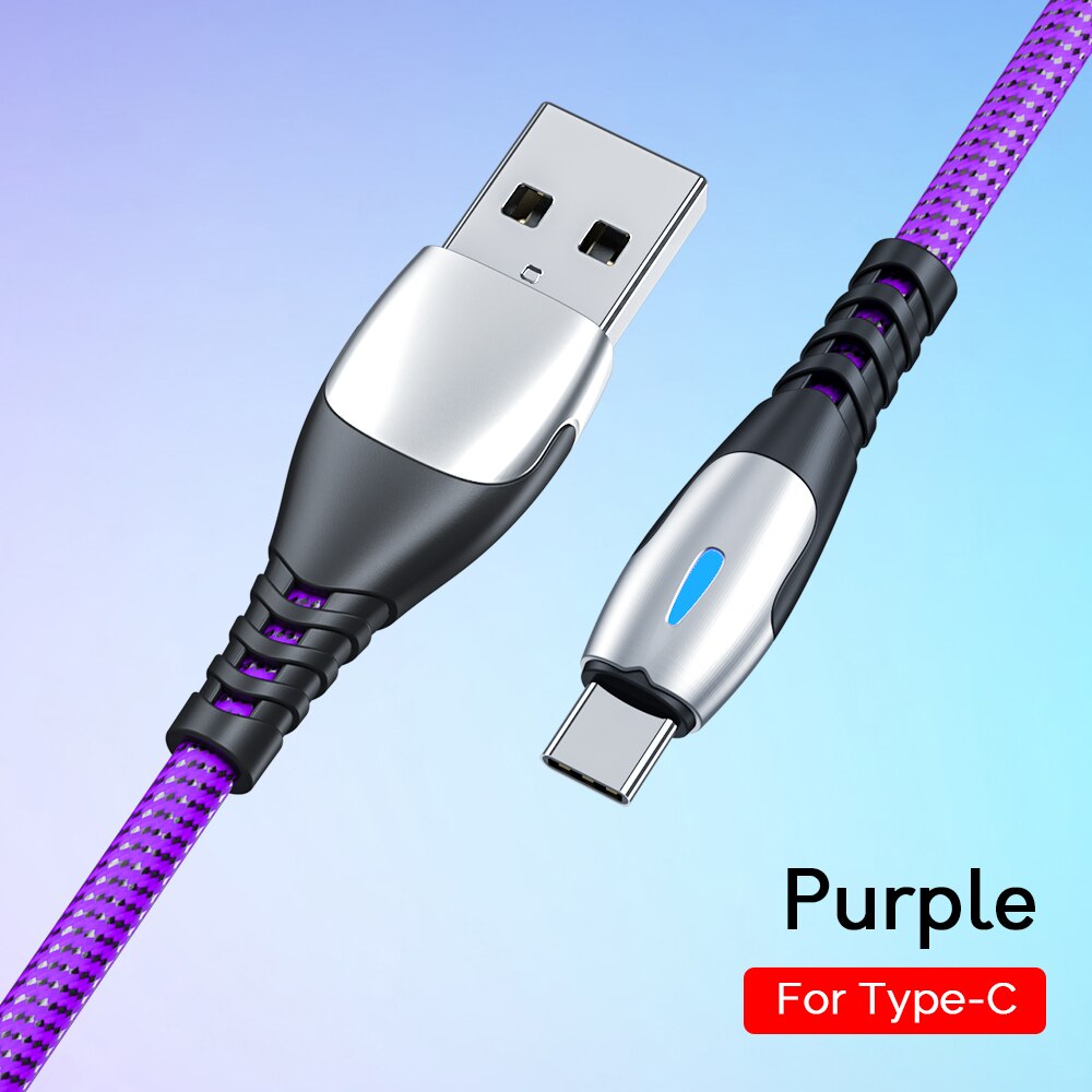 Cabo de dados usb tipo c 5a, para huawei p40 p30 p20 pro super carregamento, USB-C para xiaomi redmi note cabo de carregamento rápido 9s 8 pro: ROXO / 2m For Type C