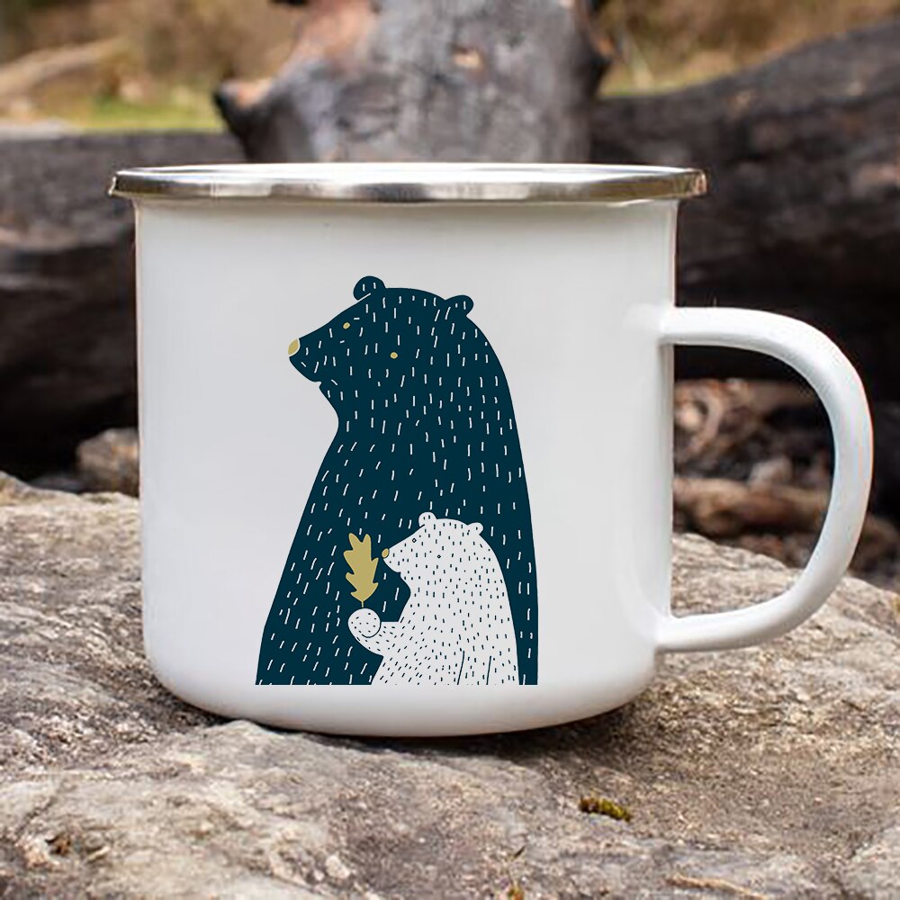 Træ bjerg måne stjerner emalje kaffe te krus camping bål fest øl drink juice cola kopper udendørs vandreture: Xh1558-a015wh-8