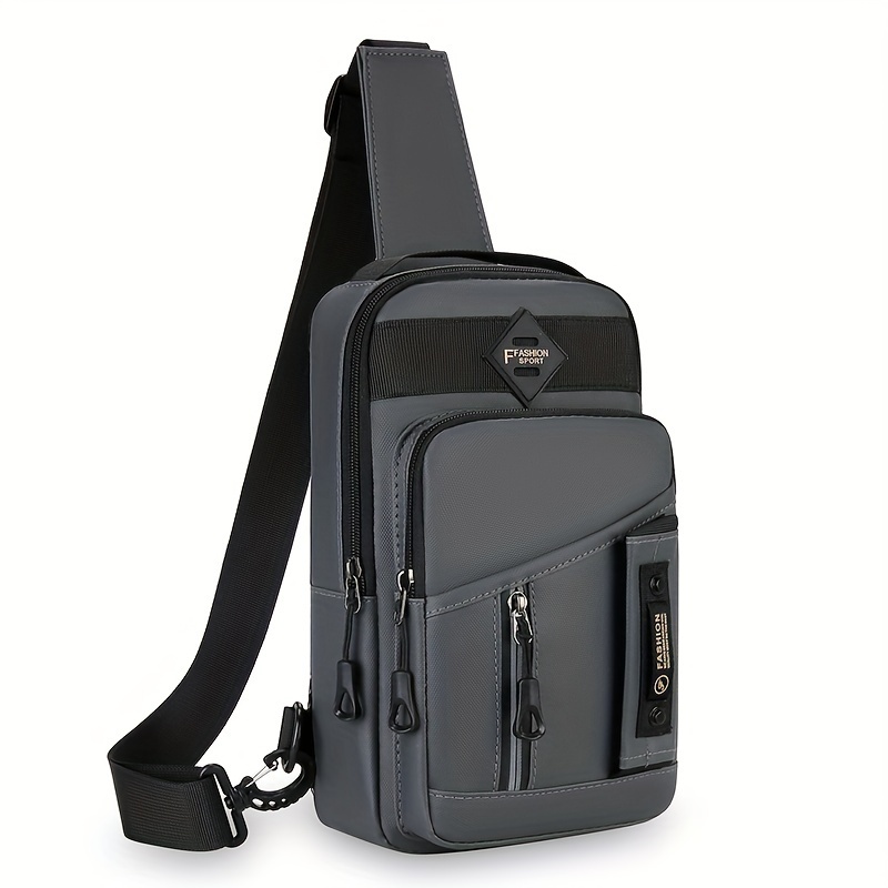 Herre skuldertasker brysttaske multifunktionelle crossbody-tasker rejseslyngetaske: Grå