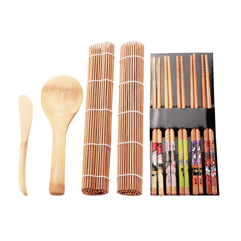 13 Stks/set Bamboe Sushi Maken Kit Family Office Party Zelfgemaakte Sushi Gadget Voor Voedsel Liefhebbers Sushi Maken Kit Tools