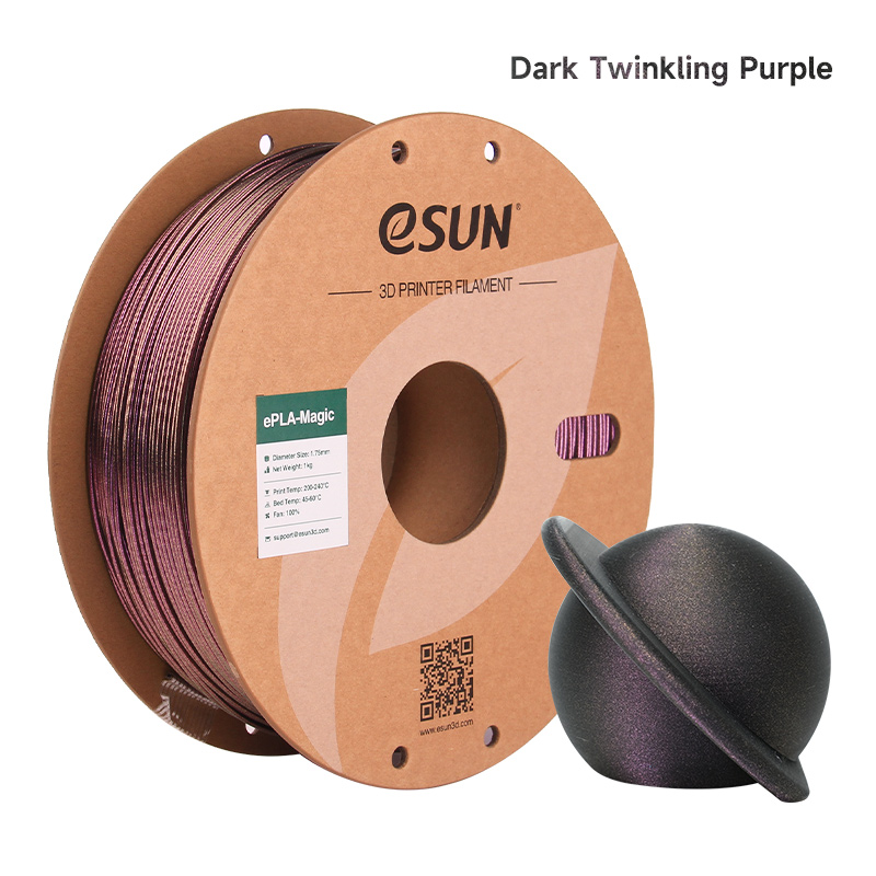 eSUN magique PLA 3D Filament double couleur imprimante 3D Filament 1.75MM 1KG paillettes Filament foncé scintillant bricolage illustration 3D pour laboratoire Bamb: Violet
