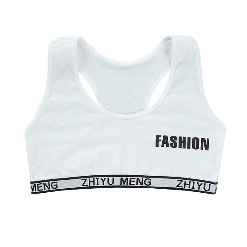 Junior Ragazza Racerback del Cotone di Sport Del Reggiseno di Formazione Della Stampa Della Lettera di Colore Solido Cinghia Larga Della Biancheria Intima Bralette Senza Soluzione di Continuità A Strati Crop Top