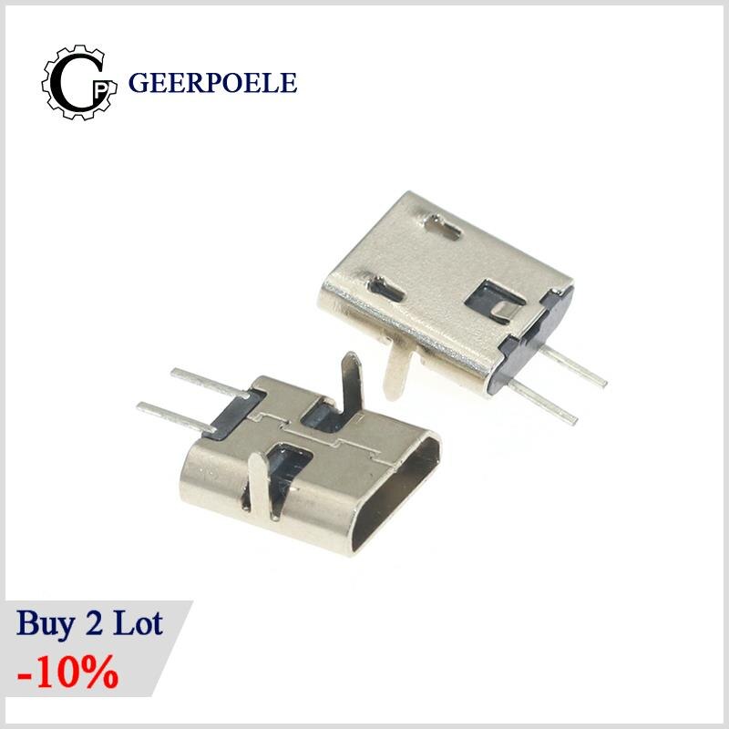 20 pcs/lot USB 90 degree DIP 2 Pin USB Connectors Plastic Shell Micro USB Connector Jack Tail Plug Mini Sockect Terminals