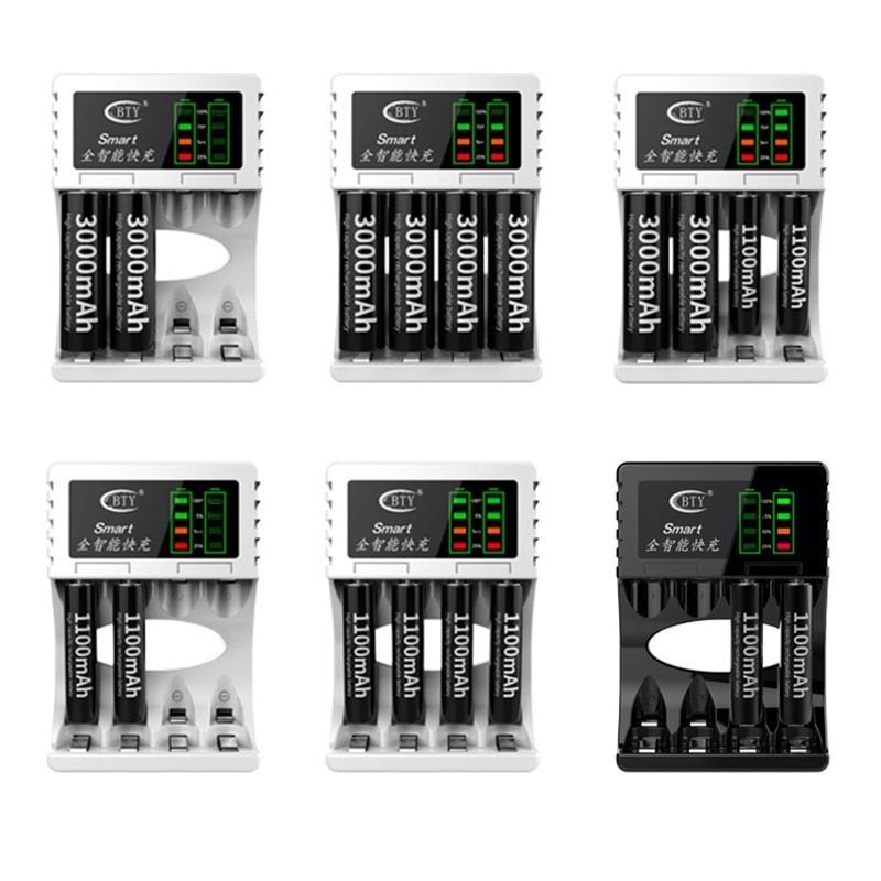 4 Slots Battery Charger Smart Oplaadbare Batterij Opladers Voor AA/AAA Ni-Mh/Ni-Cd Oplaadbare Batterij