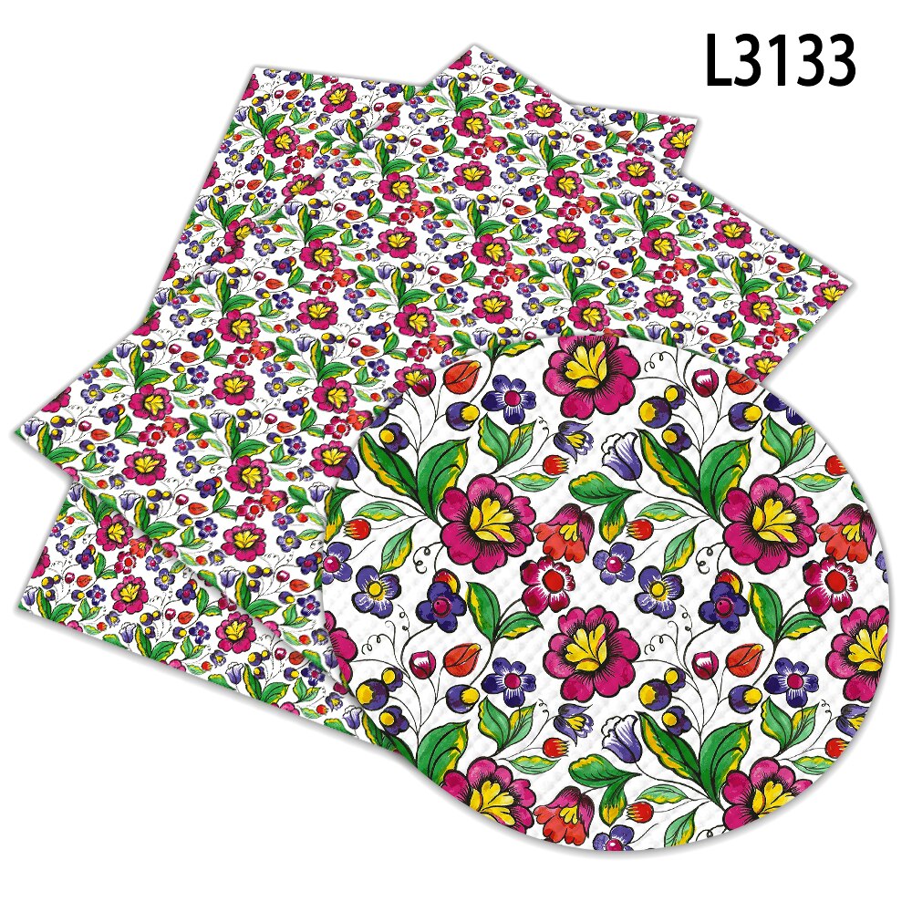 Arriavl Beautiful Flower Pattern A4 22x30cm Printed Faux Leather for DIY Bag Material Fabric L312 L313: L3133