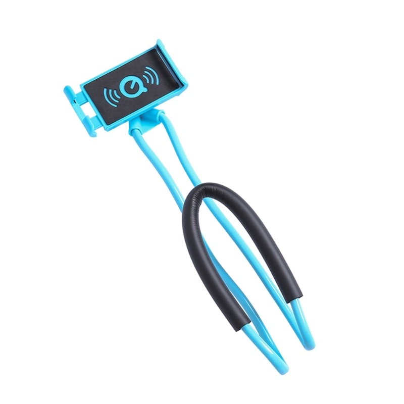 Soporte para teléfono móvil colgado en el cuello mejorado manos libres soporte para teléfono móvil Clip en la cama/mesa soporte: ocean blue