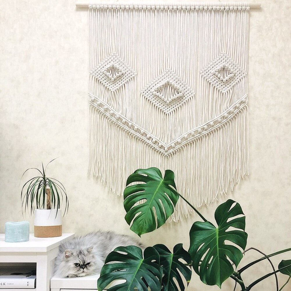 Rainbow Macrame Hand Woven Hanging Bohemian Geometric Tapestry Art Beautiful Home Living Room Decoration Pendant wall tapestry