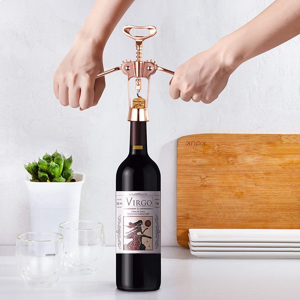 Rose guld vinge proptrækker vin øl flaskeåbner redskaber køkken multifunktion rustfrit stål vin tilbehør 1pc – Grandado