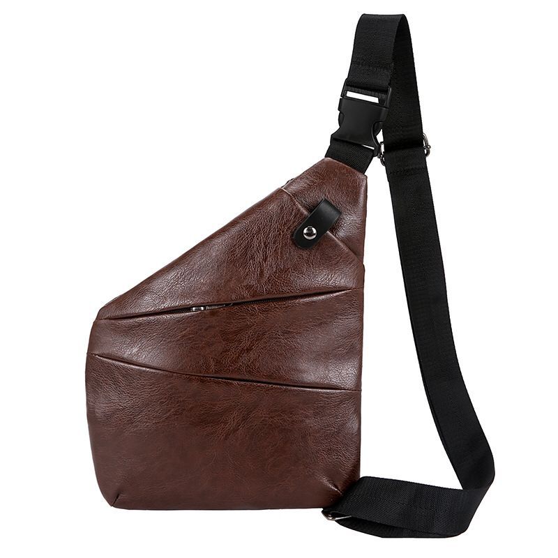Bandolera de hombro Personal de cuero sintético para hombre, bolsa de almacenamiento Digital, antirrobo, con bolsillos: Café