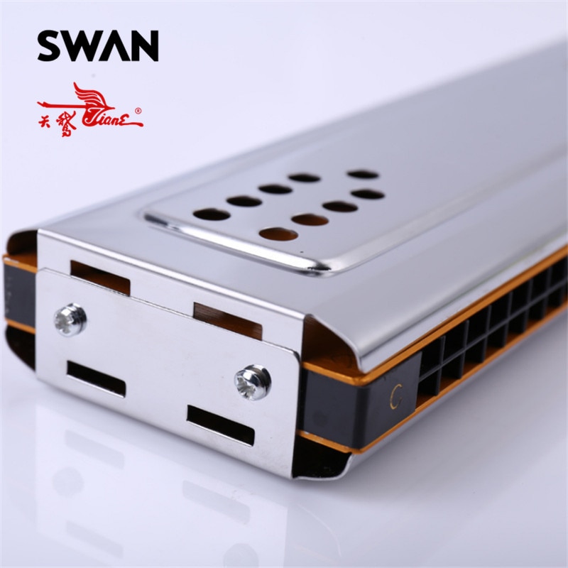 Swan SW24-12A Double Side Harmonica C/G Keys 24 Holes Copper Board Stainless Steel Cover Board Tremolo Harmonica In Plastic Box