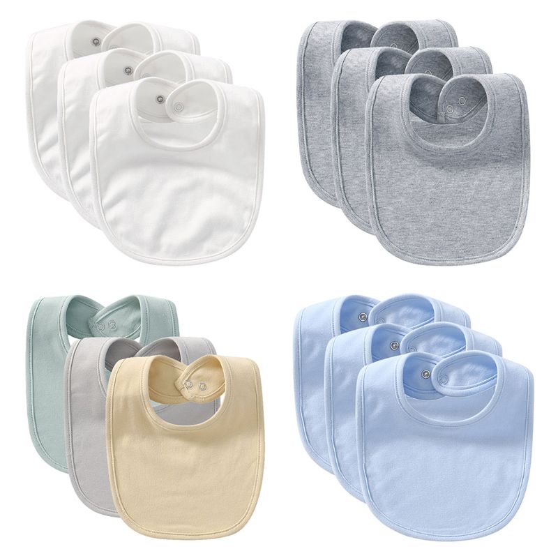 Baberos para bebé recién nacido, bufanda de tela para eructar, toalla de Saliva de Color sólido, 3 uds.