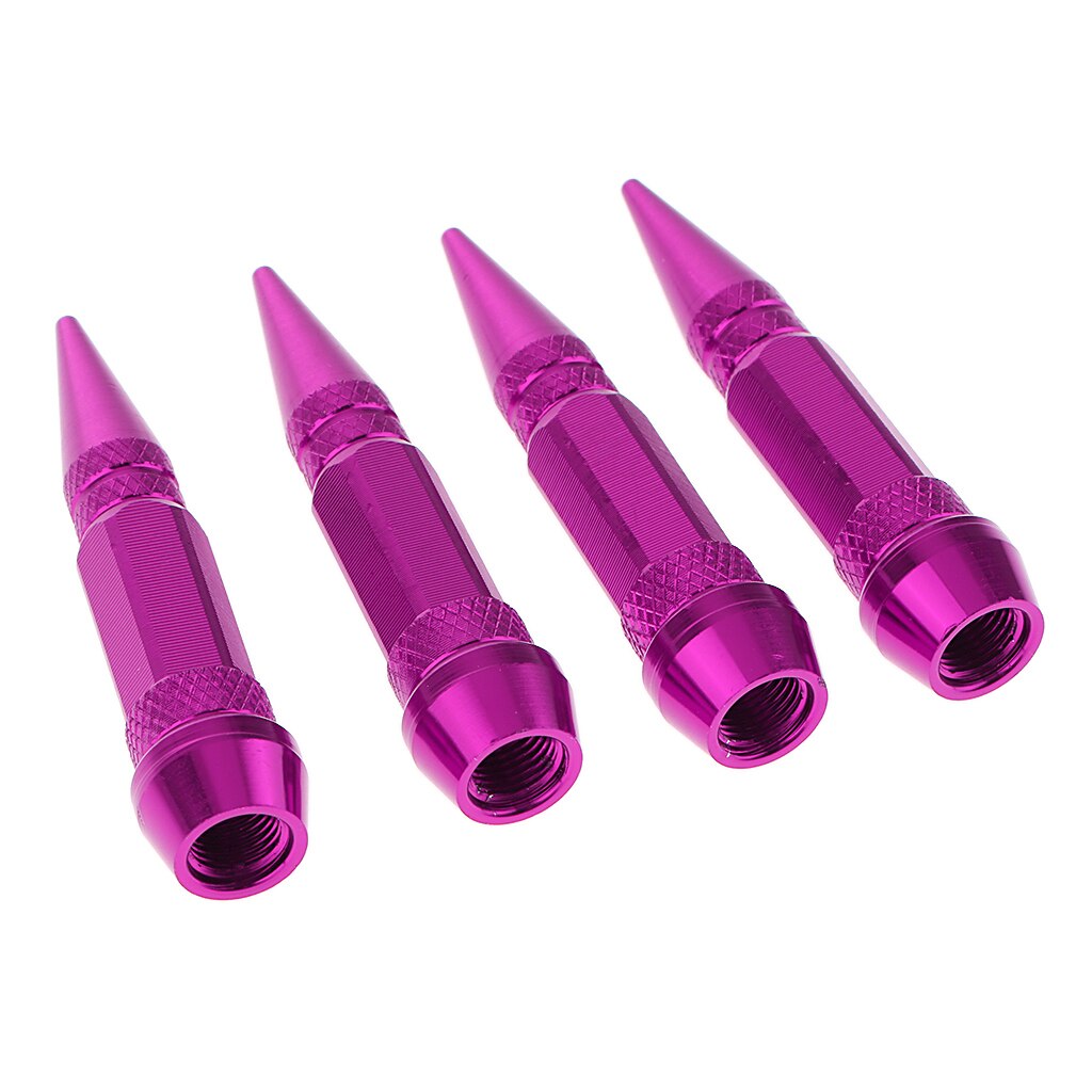 4 Pieces Stainless Steel Spike Wheel Tire Valve Stem Car Air Caps Covers: Purple