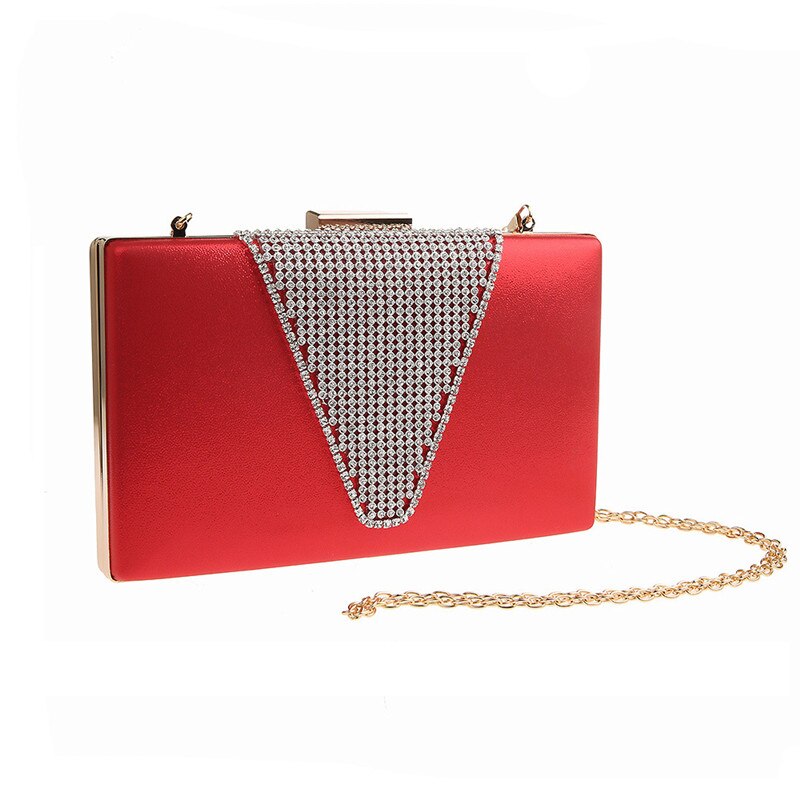 Women clutch bag luxury evening bags rhinestone bag simple bride bag dress brand handbag shoulder bags: Red