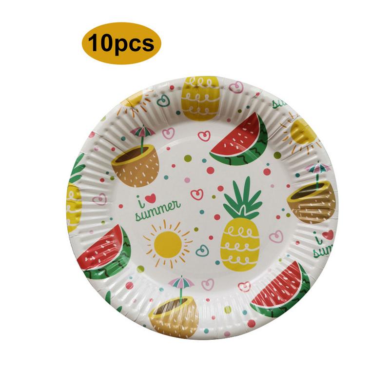 10 stk 7 tommer ananas vandmelon mønster papir tallerkener engangs kage grill papir tallerkener fødselsdagsfest bryllup bakke