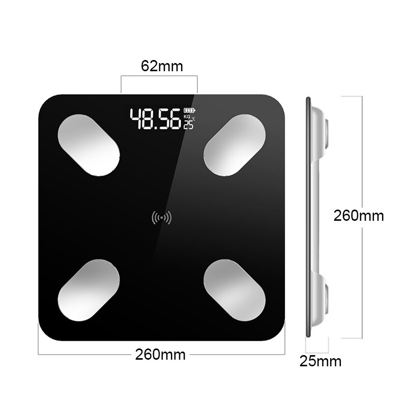 Slimme lichaamsvetweegschaal, lcd, digitale draadloze bluetooth-ontvanger, bmi-gewichtsmeter, gezondheidsanalysator, fitness, afslankgereedschap, weegschaal