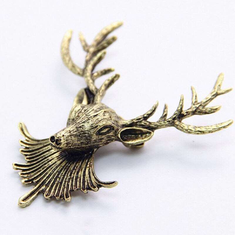 Brooch 1Pc Unisex Chic Bronze Deer Antlers Head Brooches Pin Jewelry 2 Colors Pins Broches