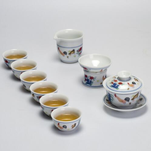 Chinesischen Ming Dynastie Huhn Tasse Porzellan Gaiwan China Tee tassen Porzellan Schüssel China Teekanne Celadon Teetasse: Tiefe Blau