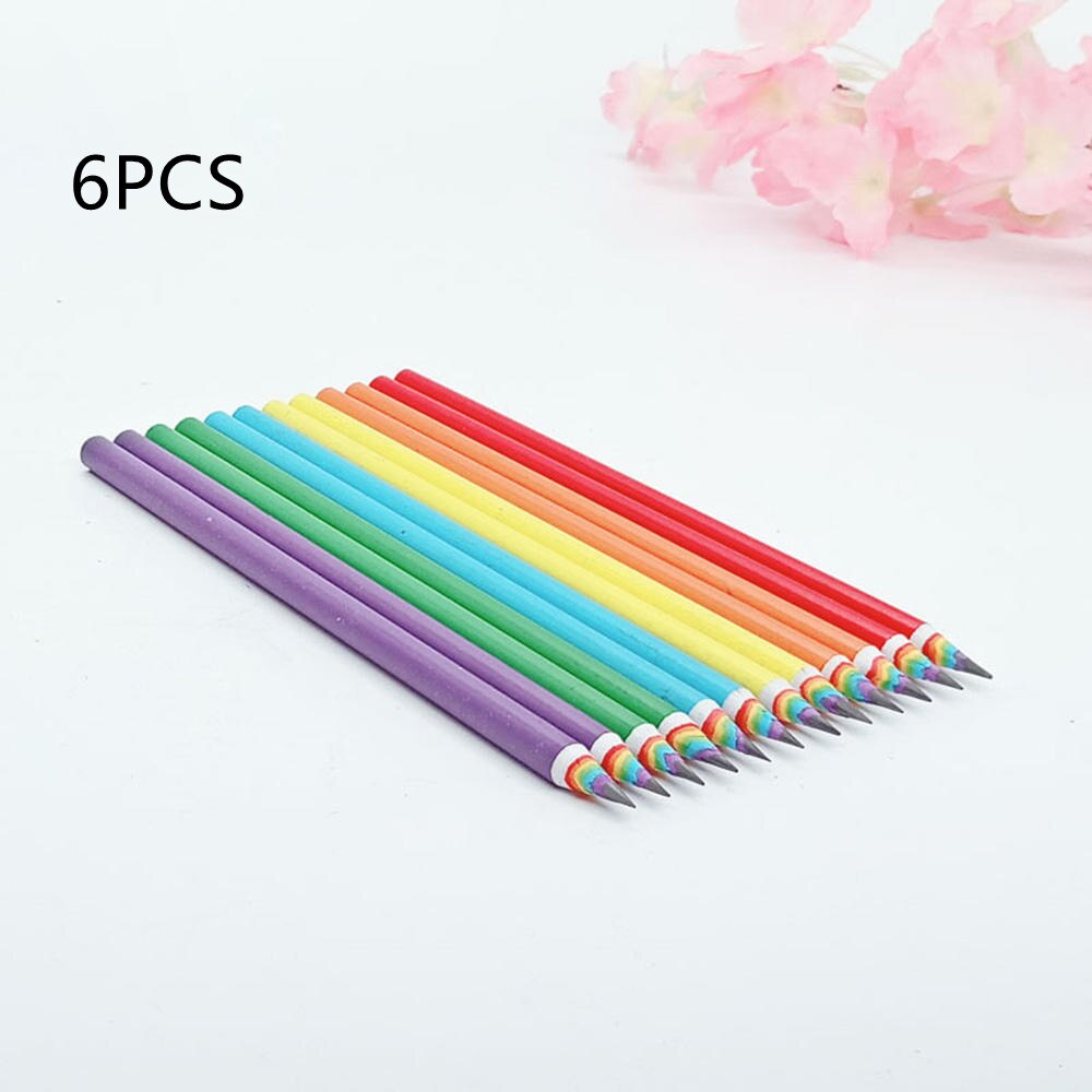 2/6/10Pcs Rainbow Kleur Hb Potlood Set Studenten Creatieve Potlood Briefpapier Items Tekening Schrijven Office School studenten Levert: Colorful 6PCS