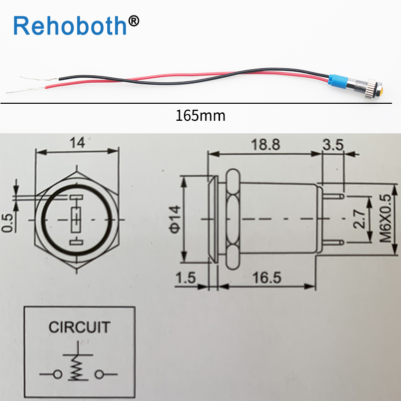 LED Metall dot signal licht mit draht 6mm 220V wasserdicht Signal lampe rot gelb blau grün weiß Anzeige licht