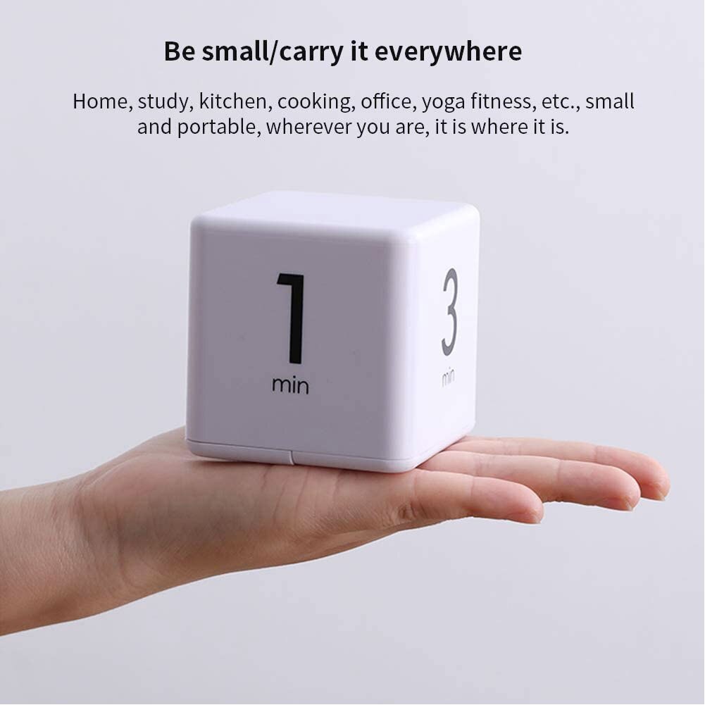 Gravity Cube Timer Electronic Pomodoro Timer Minutes Cube Timer Kitchen Timer Alarm Timer For Time Management 1-10 Minutes White