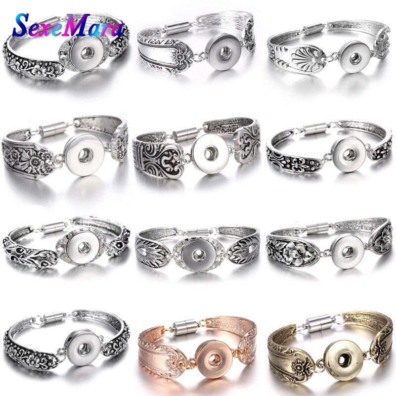 Metalen Drukknoop Armband Bohemian Magneet Snap Armband Horloges Vrouwen 18mm Snap Knoppen Verwisselbare Charm Sieraden