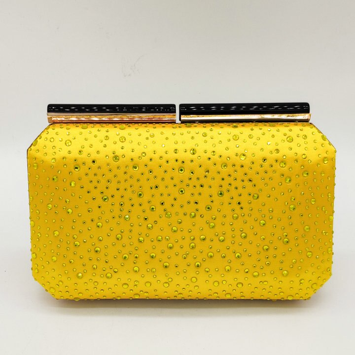 Boutique De FGG Oranje Crystal Vrouwen Evening Clutch Bag Metalen Frame Acryl Sluiting Bruiloft Banket Keten Schoudertas Handtas: Yellow Evening Bag
