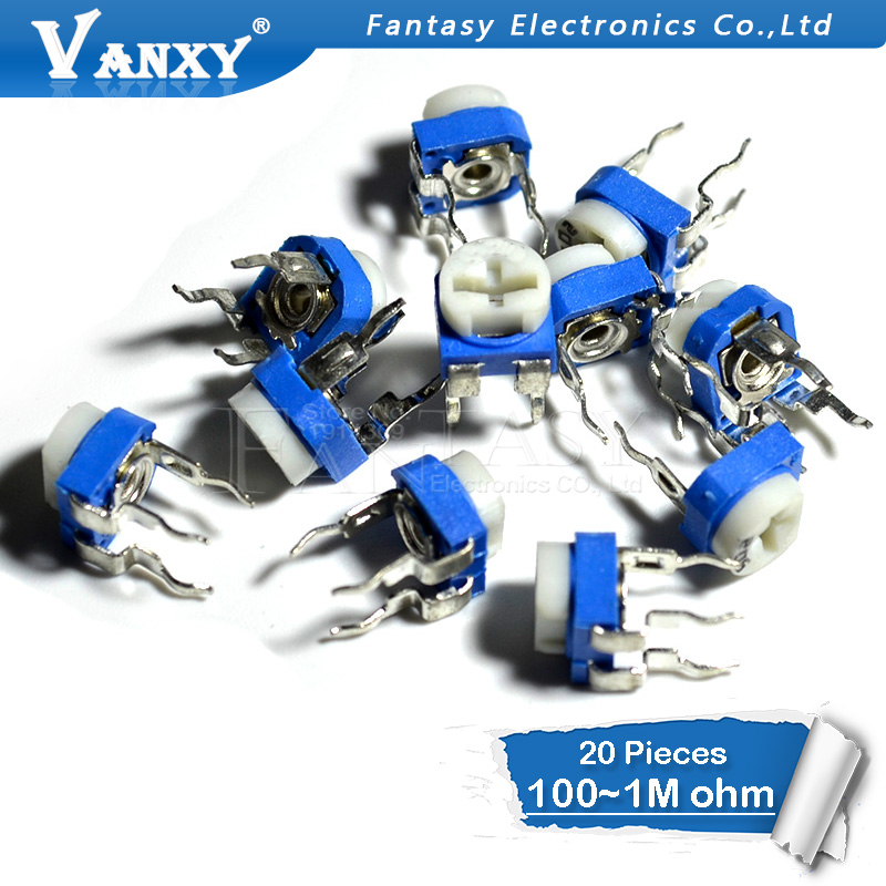 20Pcs RM065 RM-065 100 200 500 1K 2K 5K 10K 20K 50K 100K 200K 500K 1M Ohm Trimpot Trimmer Potentiometer Variabele Weerstand