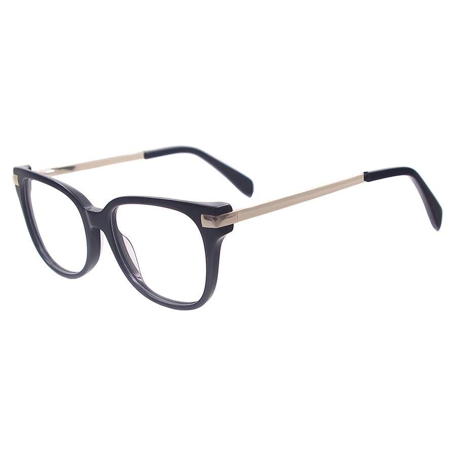 Vrouwen Acetaat Vierkante Recept Brilmonturen Volledige Velg Bril Met Lente Scharnier Voor Multifocale Bijziendheid Lenzen: Black