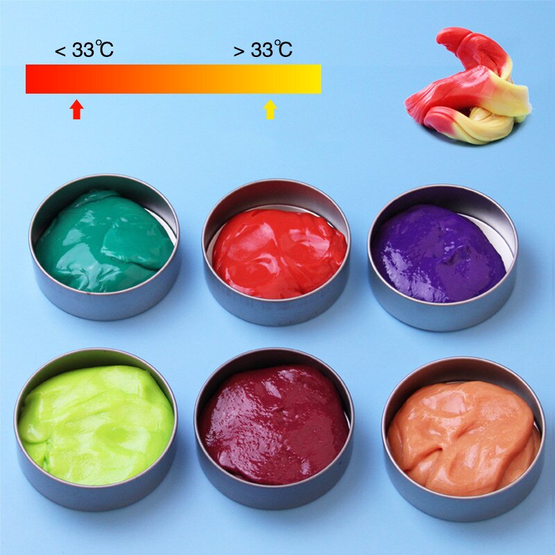 Temperaturkontrol hånd temperaturændring skifter farve slim kit let plasticine mudder doh legetøj børn