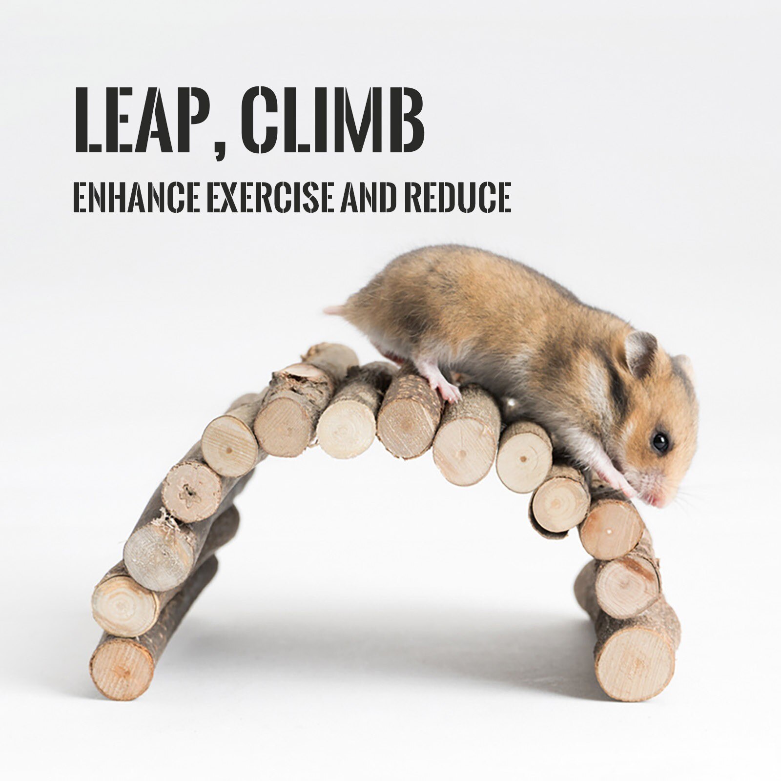 Pet Hamster Small Wooden Bridge Sleeping Nest Adjustable Enclosure Cage Equipment Tortoise Lizard Hedgehog Shelter Ladder X8