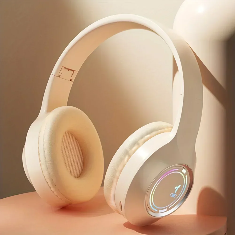 Auriculares Bluetooth con emisión de luz M3, auriculares inalámbricos con tarjeta Led plegable, carga tipo C, uso multiescena, juego y oficina: Rojo