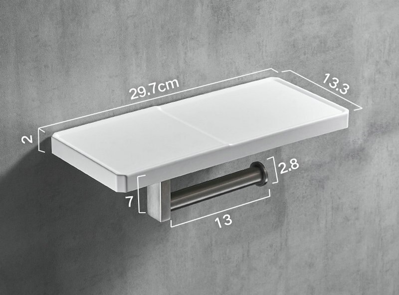 Uchwyt na papier biały żywiczny płyta i 304 ze stali nierdzewnej uchwyt na papier toaletowy półka na telefon stojak na telefon: B styl pojedynczy use