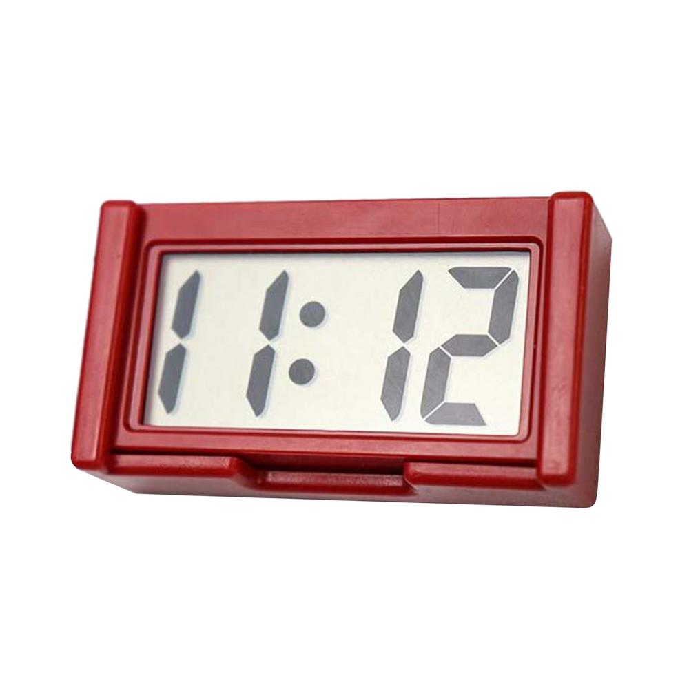 Mini horloge numérique décorative pour voiture, grand écran, Mini horloge de tableau de bord, ornement auto-adhésif, accessoires électroniques de voiture: Rouge