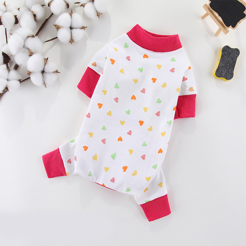 Pet Dog Clothes for Small Dogs Dog Jumpsuits Cute Print Puppy Pajamas Soft Cotton Pet Cat Jumpsuits Chihuahua Clothes: XS / PURPLE