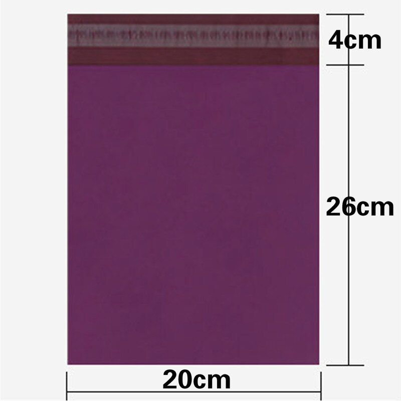50 st/lot lila tjocka påsar expressbud påsar självförslutande självhäftande vattentät plast poly kuvert postpåsar: 20 x 30 cm 50 st